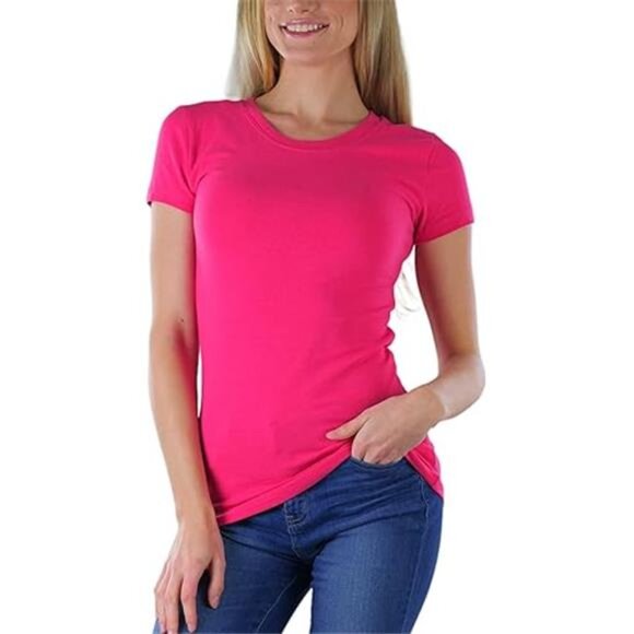 COPY - Women's Slim Fit Crew Neck Short Sleeve Longline Tee - Picture 8 of 8